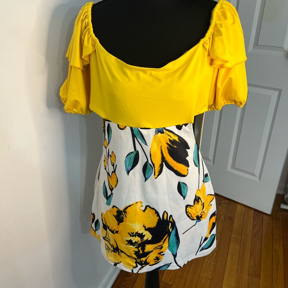 Yellow Floral Off-Shoulder Top